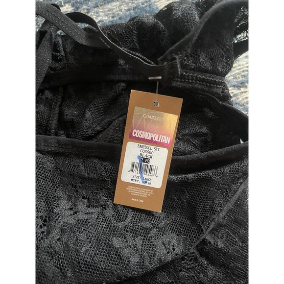 Cosmopolitan white sheer/Lace babydoll Nightie Lingerie & Thong Large NEW Bride - Picture 4 of 4